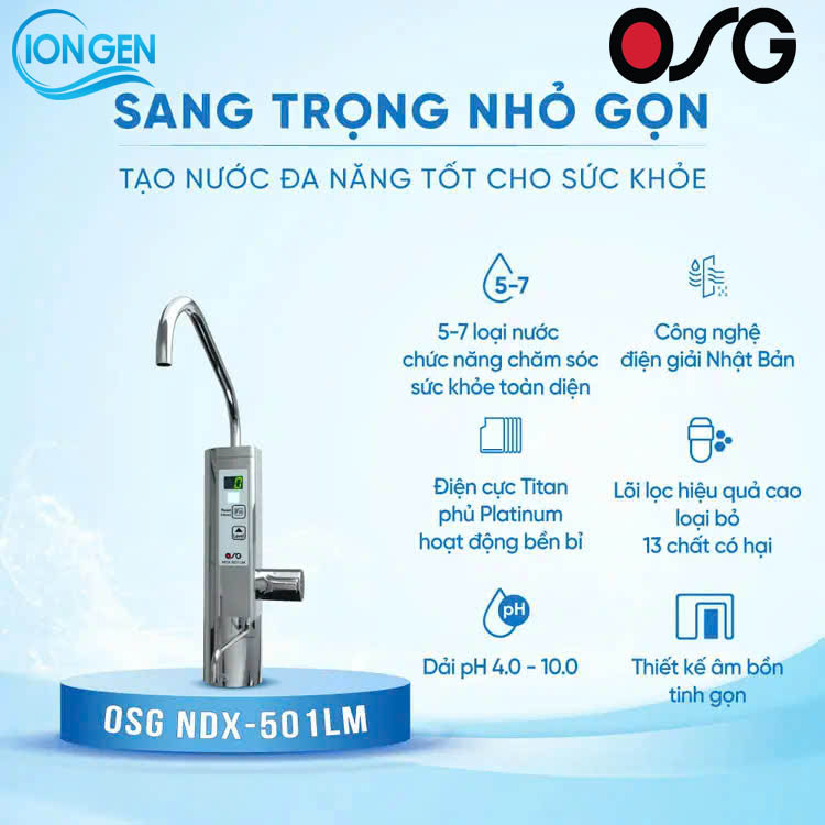 Máy lọc nước điện giải Ion Kiềm OSG Human Water NDX-501LM - Nhật Bản - Hình ảnh 4
